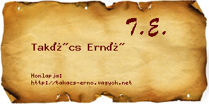 Takács Ernő névjegykártya